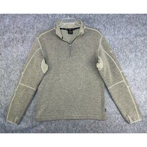 Kuhl Thermokore Temp Regulating Brown Wool Blend Fleece Lined 1/4 Zip Size L